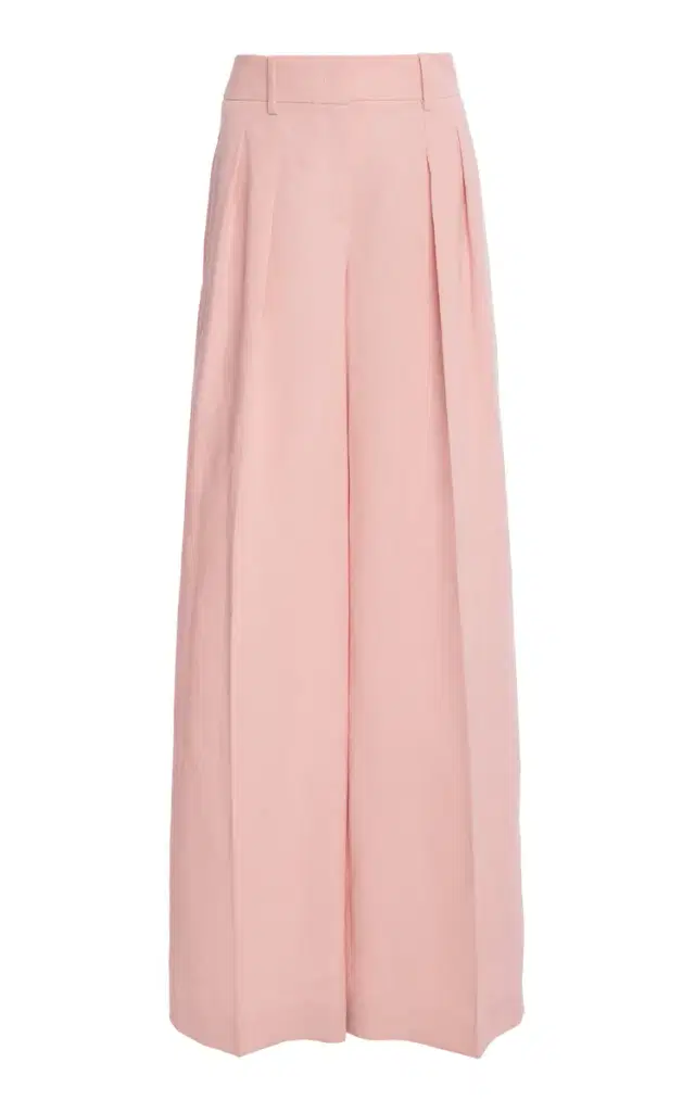 Michael Kors Collection Pleated Sand washed Linen Suiting Wide-Leg Pants