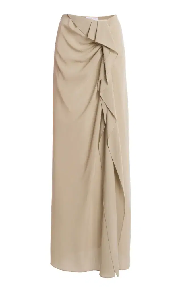 Draped Wool Maxi Skirt