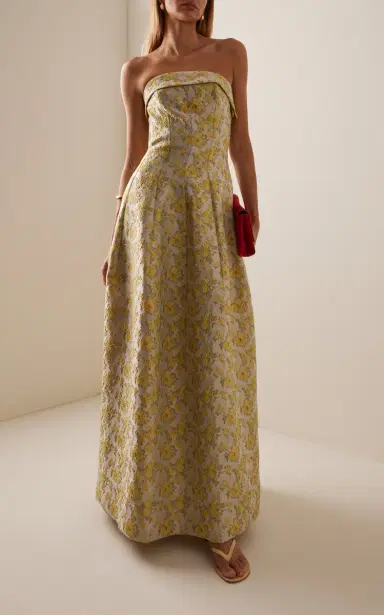 SIMKHAI Octavia Floral-Jacquard Gown | Thumbnail 3 SIMKHAI Octavia Floral-Jacquard Gown | Thumbnail 3