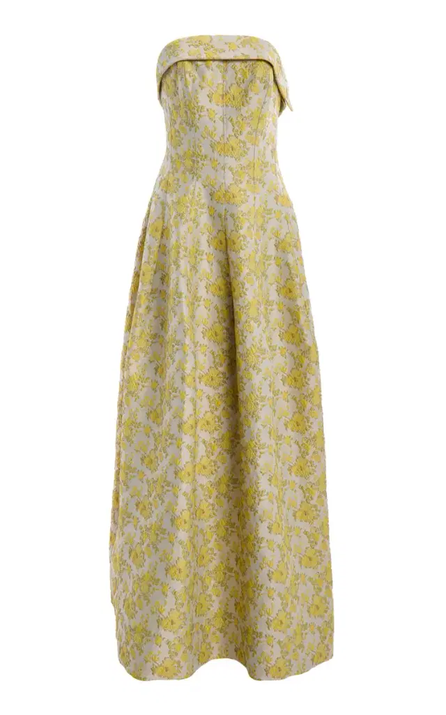 Octavia Floral-Jacquard Gown