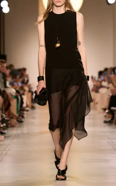 Michael Kors Collection Skirt-Veiled Stretch-Wool Crepe Midi Dress | Thumbnail 4