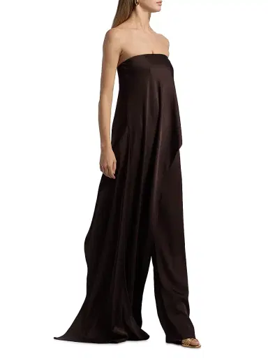 Halston Women's Sonia Crepe Strapless Jumpsuit - Chocolat | Thumbnail 4