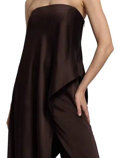 Halston Women's Sonia Crepe Strapless Jumpsuit - Chocolat | Thumbnail 6