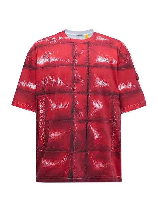 Moncler Genius Men's Moncler x A$AP Rocky Crew Neck T-Shirt in Cotton - Red