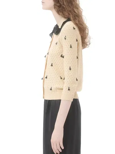 Valentino Garavani Women's Embroidered Cotton Cardigan - Birch Black - Size Medium | Thumbnail 3