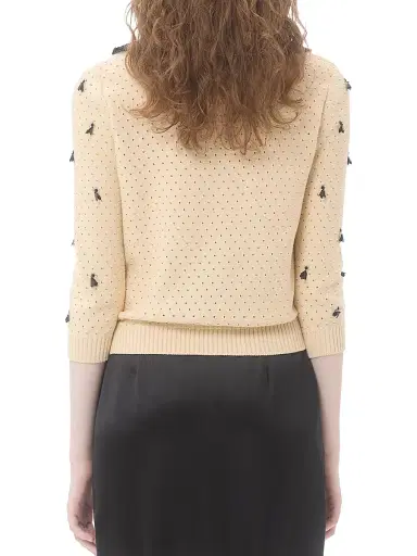 Valentino Garavani Women's Embroidered Cotton Cardigan - Birch Black - Size Medium | Thumbnail 4