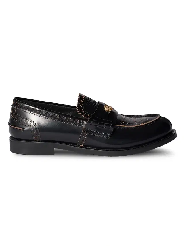 Women's Leather Loafers - Black