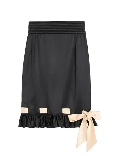Valentino Garavani Women's Double Satin Midi Skirt - Black Multi - Size 2 | Thumbnail 1