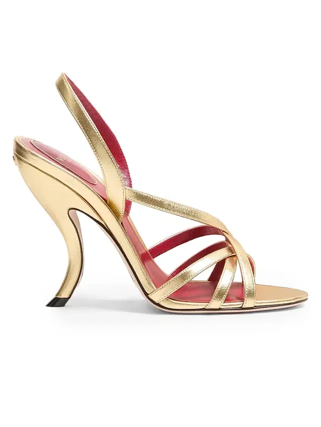 Valentino Garavani Women's Fetishique 105MM Sandals in Laminated Nappa - Antique Brass