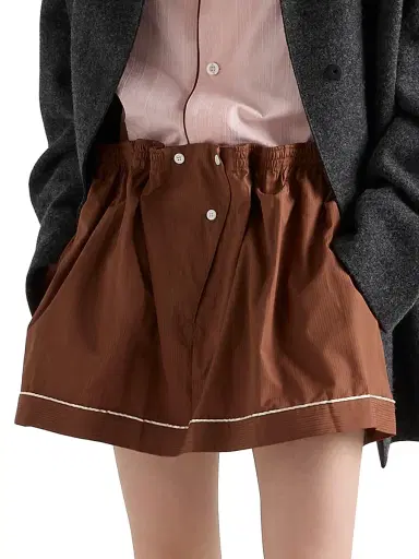 Prada Women's Cotton Miniskirt - Brown | Thumbnail 2 Prada Women's Cotton Miniskirt - Brown | Thumbnail 2