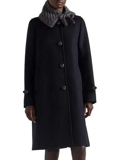 Prada Women's Single-Breasted Double Loden Coat - Blue | Thumbnail 2 Prada Women's Single-Breasted Double Loden Coat - Blue | Thumbnail 2