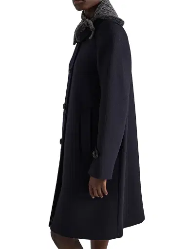 Prada Women's Single-Breasted Double Loden Coat - Blue | Thumbnail 3 Prada Women's Single-Breasted Double Loden Coat - Blue | Thumbnail 3