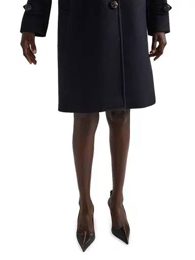 Prada Women's Single-Breasted Double Loden Coat - Blue | Thumbnail 5 Prada Women's Single-Breasted Double Loden Coat - Blue | Thumbnail 5