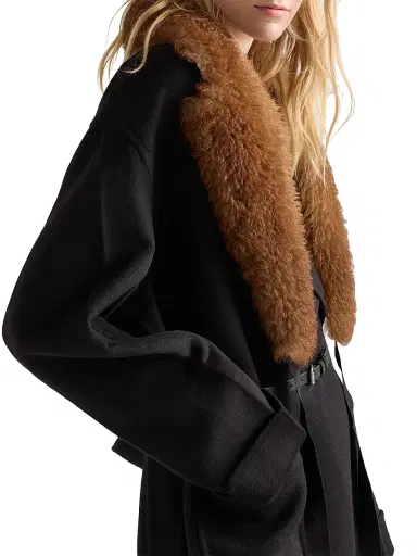 Prada Women's Single-Breasted Double Cashwool Coat - Black - Size 4 | Thumbnail 4