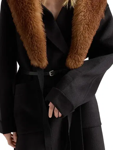 Prada Women's Single-Breasted Double Cashwool Coat - Black - Size 4 | Thumbnail 5