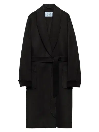 Prada Women's Single-Breasted Double Cashwool Coat - Black - Size 4 | Thumbnail 1