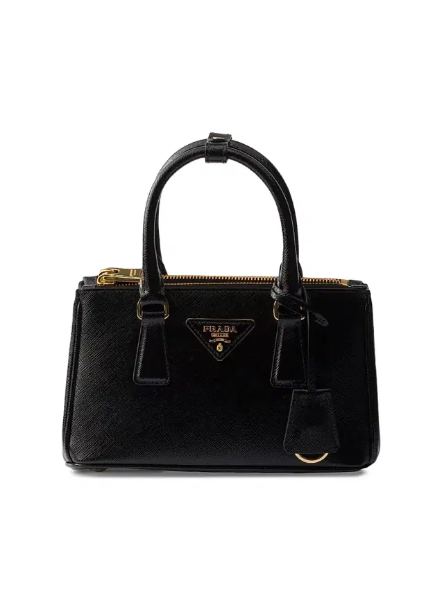 Prada Women's Galleria Patent Saffiano Leather Mini Top Handle Bag - Black