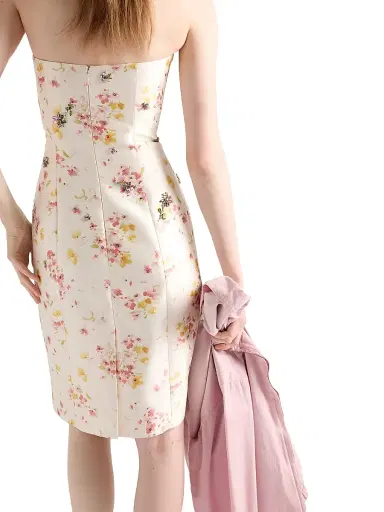 Prada Women's Floral Print Silk and Wool Dress - Pink | Thumbnail 5