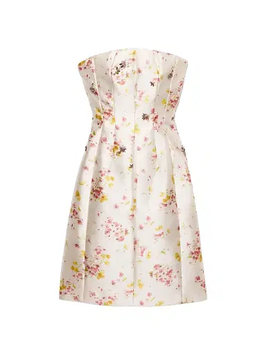 Prada Women's Floral Print Silk and Wool Dress - Pink | Thumbnail 1