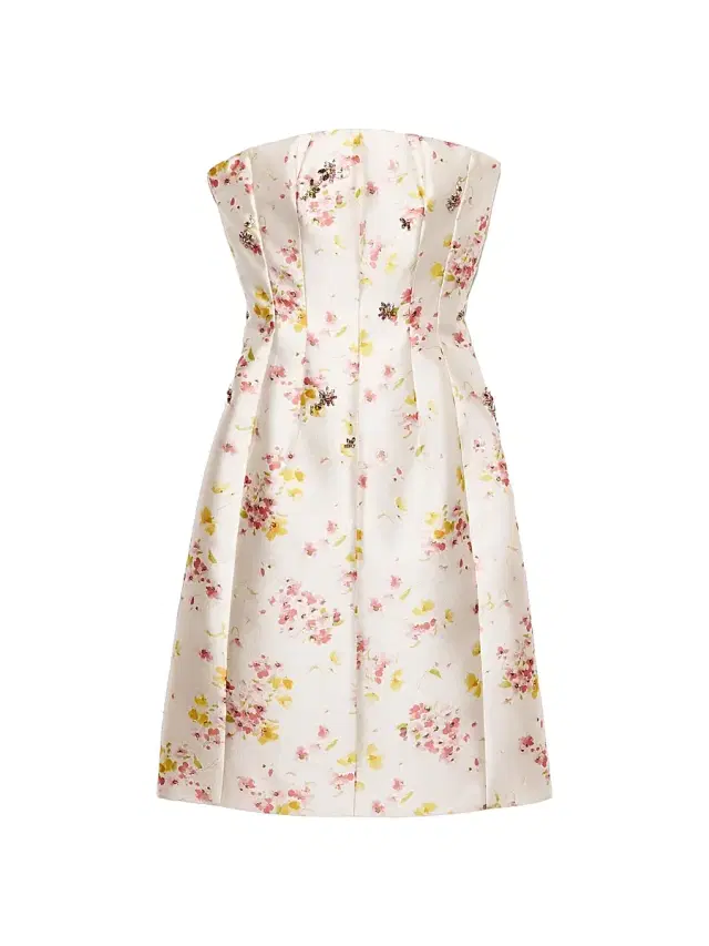 Women's Floral Print Silk and Wool Dress - Pink