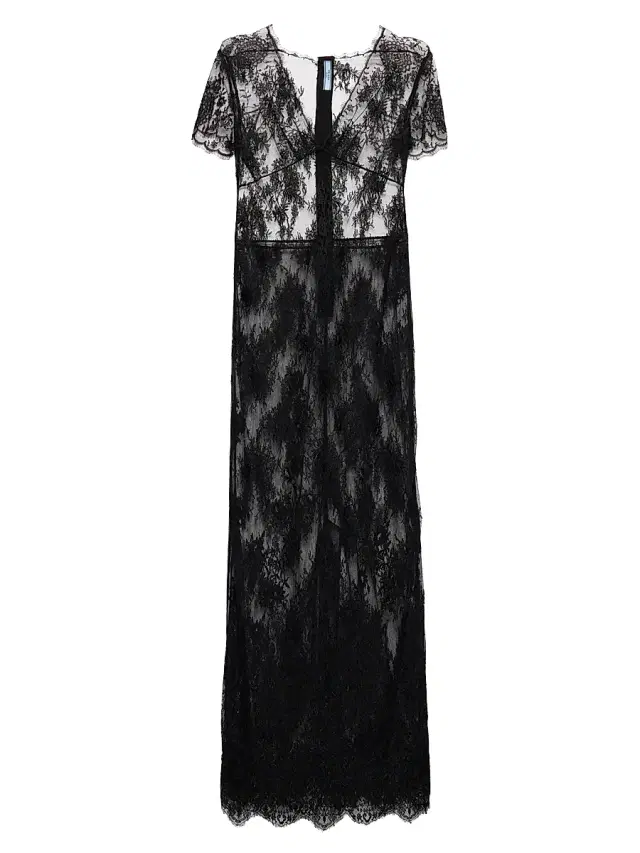 Women's Long Lace Dress - Black