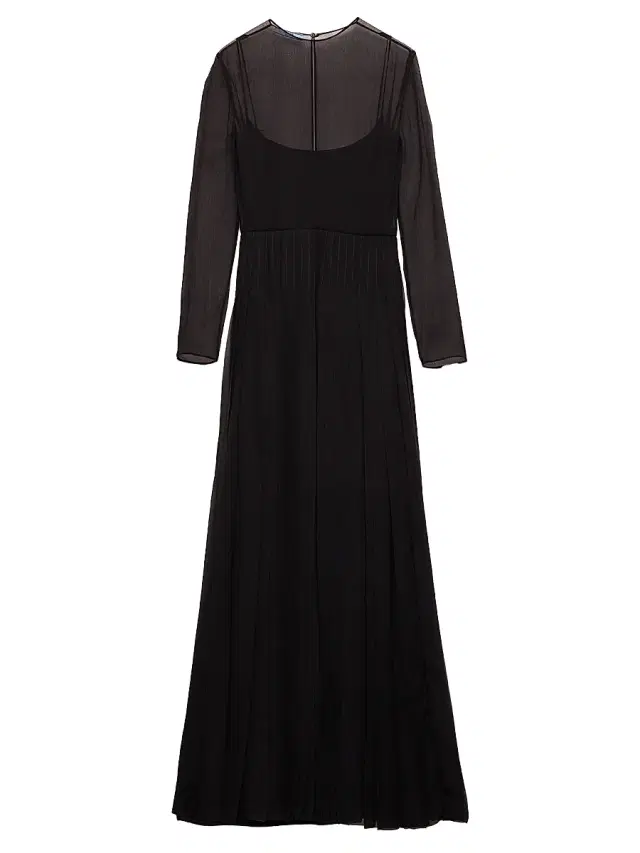 Women's Long Silk Chiffon Dress - Black