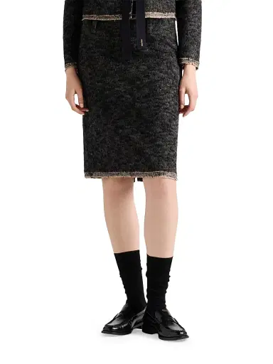 Prada Women's Double Tweed Midi-Skirt - Grey | Thumbnail 2