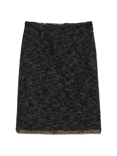 Prada Women's Double Tweed Midi-Skirt - Grey | Thumbnail 1