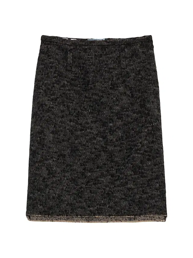 Women's Double Tweed Midi-Skirt - Grey
