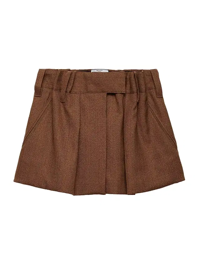 Women's Pinstriped Mouline Wool Miniskirt - Brown