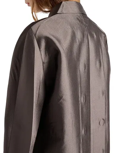 Prada Women's Double-Breasted Wool and Silk Coat - Grey | Thumbnail 4 Prada Women's Double-Breasted Wool and Silk Coat - Grey | Thumbnail 4