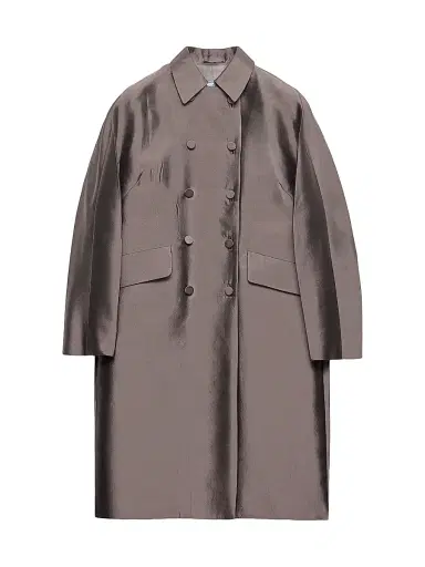 Prada Women's Double-Breasted Wool and Silk Coat - Grey | Thumbnail 1 Prada Women's Double-Breasted Wool and Silk Coat - Grey | Thumbnail 1