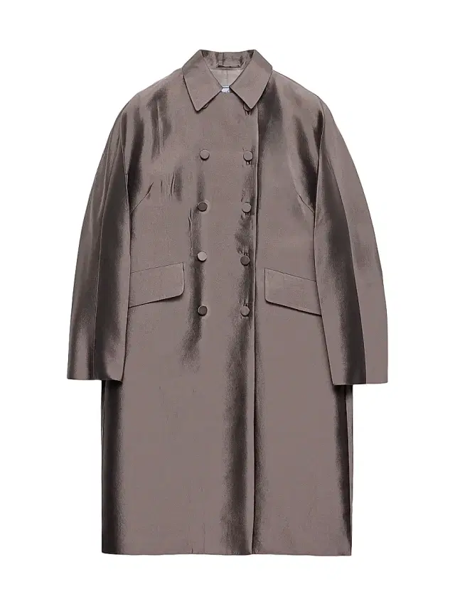 Women's Double-Breasted Wool and Silk Coat - Grey