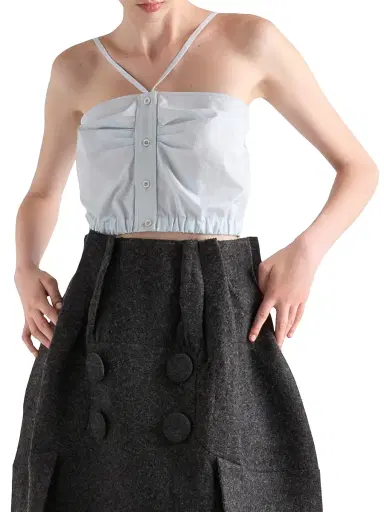 Prada Women's Cotton Crop Top - Blue | Thumbnail 2