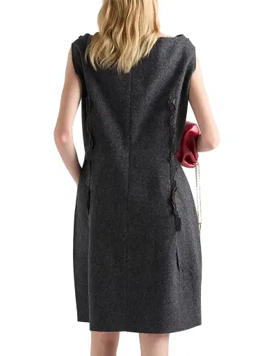 Prada Women's Shetland Wool Dress - Grey | Thumbnail 3