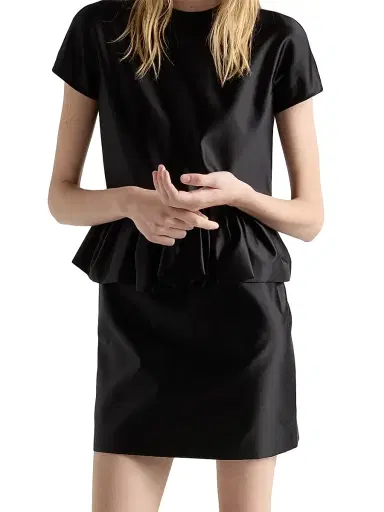 Prada Women's Duchesse Silk Mini-Dress - Black | Thumbnail 3 Prada Women's Duchesse Silk Mini-Dress - Black | Thumbnail 3