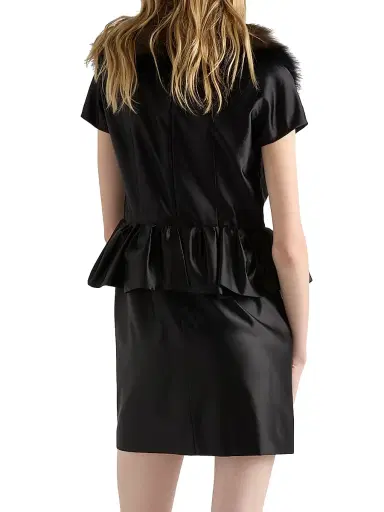 Prada Women's Duchesse Silk Mini-Dress - Black | Thumbnail 4 Prada Women's Duchesse Silk Mini-Dress - Black | Thumbnail 4