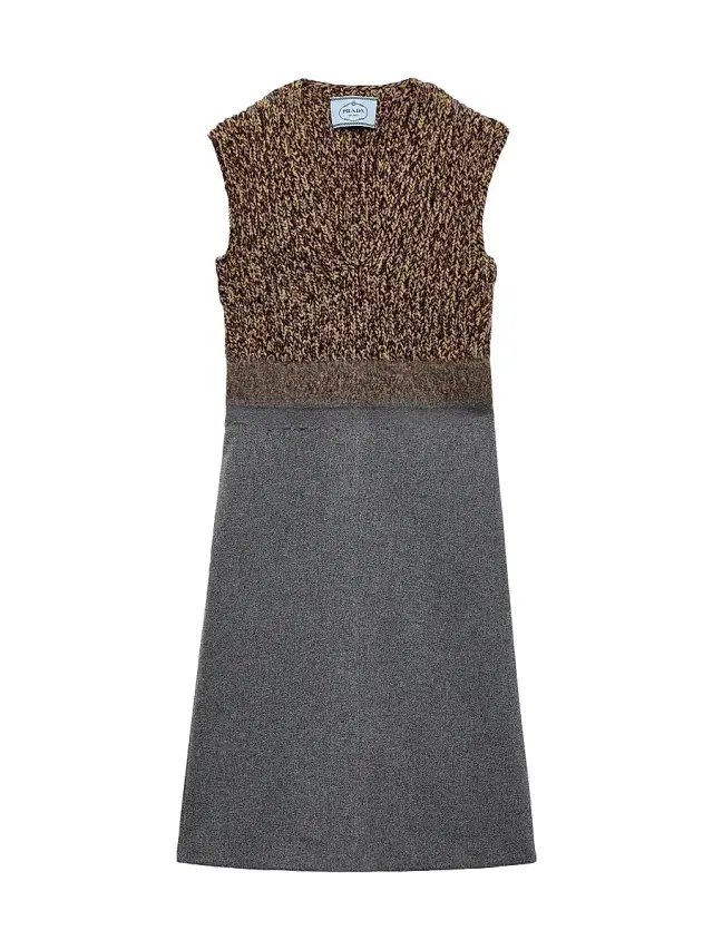 Women's Shetland Wool and Cashmere V-Neck Dress - Grey