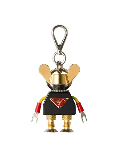 Prada Women's Plexiglas and Saffiano Leather Robot Keyring Charm - Black | Thumbnail 1