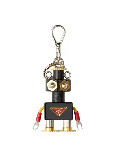 Prada Women's Plexiglas and Saffiano Leather Robot Keyring Charm - Black | Thumbnail 1