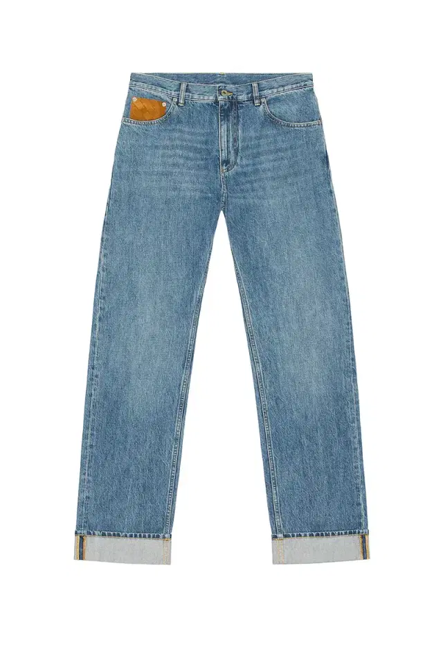Bottega Veneta Vintage Indigo Turn Up Denim Straight Trousers