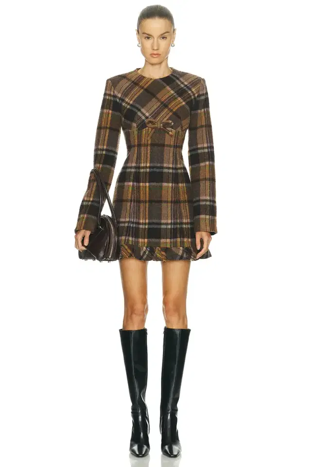 Acne Studios Delfin Plaid Mini Dress