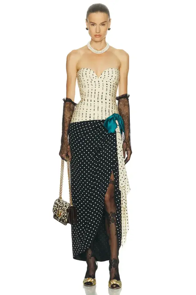 Valentino Crepe De Chine Pois Dress