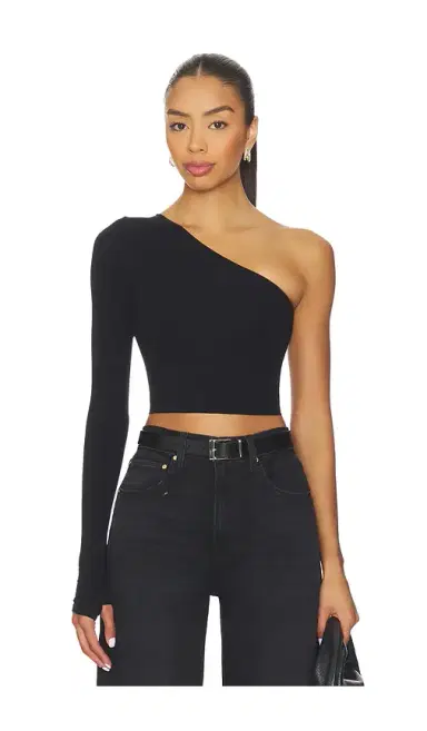 Commando Ballet Body One Shoulder Crop Top With Thumbhole | Thumbnail 1 Commando Ballet Body One Shoulder Crop Top With Thumbhole | Thumbnail 1