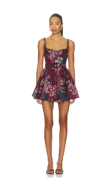 LA FUORI Burgundy Garden Jewel Dress | Thumbnail 1