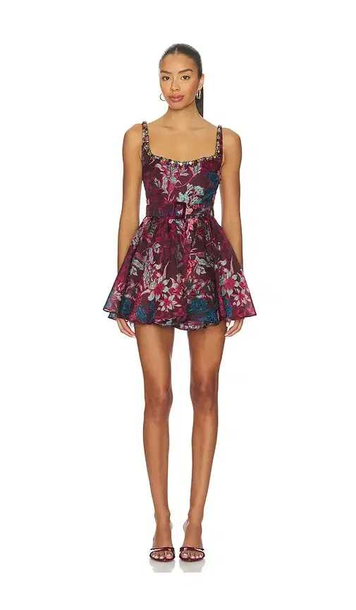 LA FUORI Burgundy Garden Jewel Dress