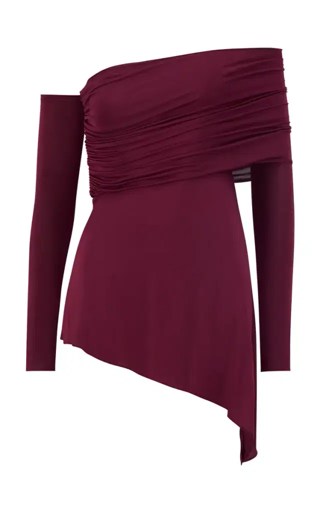 Jersey One-Shoulder Draped Top