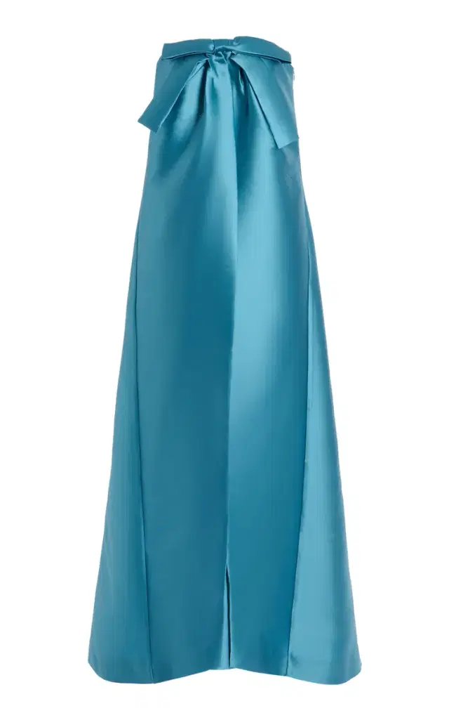 Jacques Bow-Detailed Strapless Satin Maxi Dress