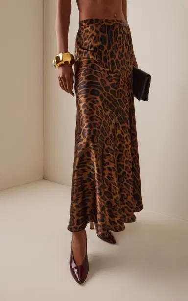 Adam Lippes Tess Leopard-Printed Silk-Charmeuse Maxi Skirt - Animal | Thumbnail 3