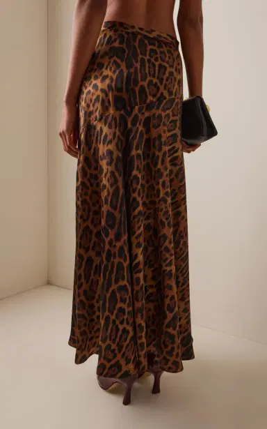 Adam Lippes Tess Leopard-Printed Silk-Charmeuse Maxi Skirt - Animal | Thumbnail 4